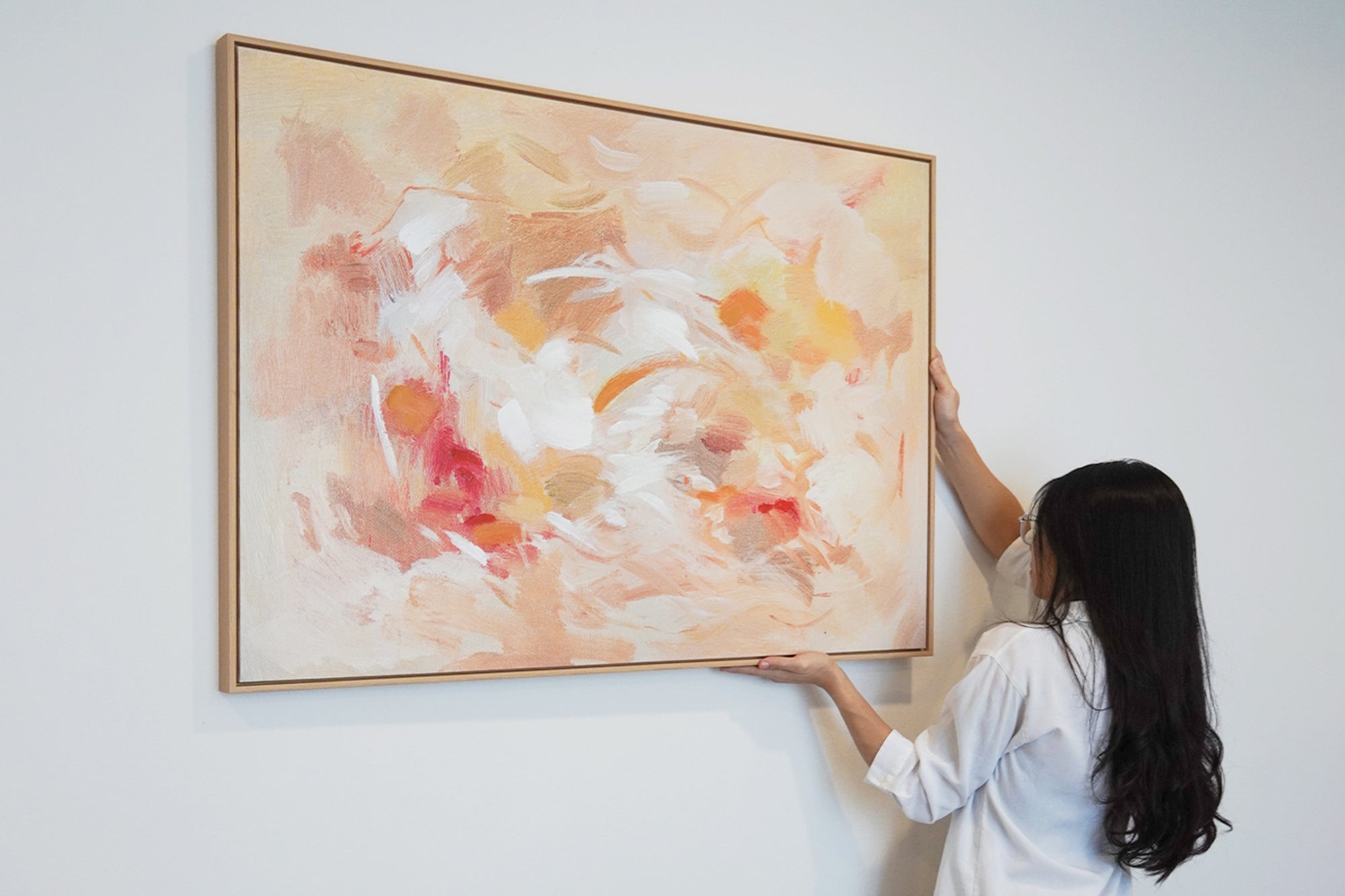 Wall art hung up above the sofa