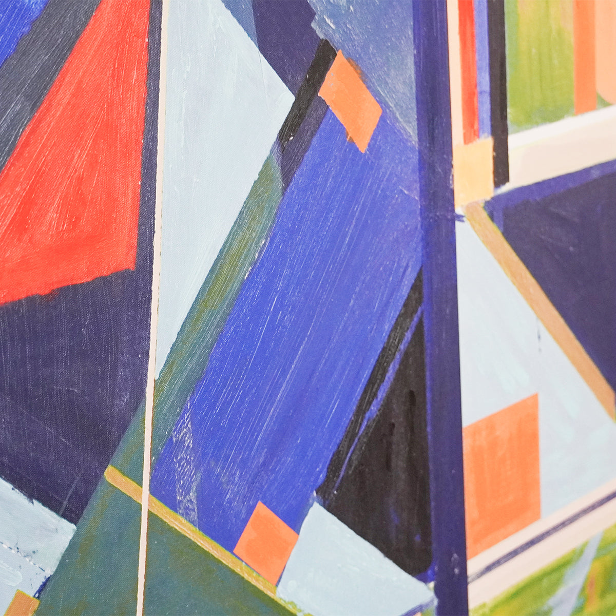 Abstract textured wall art affordable oil painting close up colourful blue city landscape