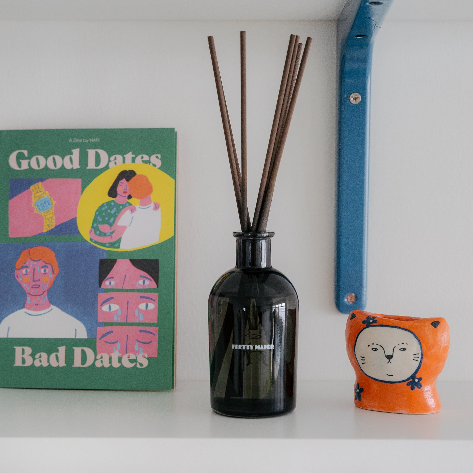 reed diffuser on shelf