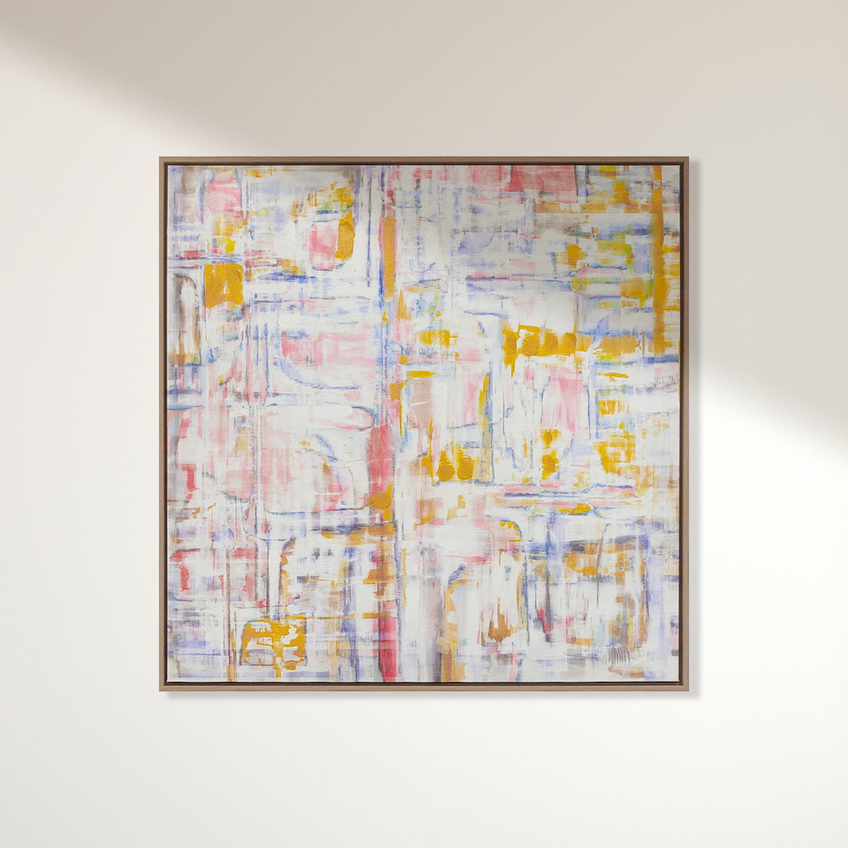 Abstract textured wall art affordable oil painting unframed colourful square on wooden frame