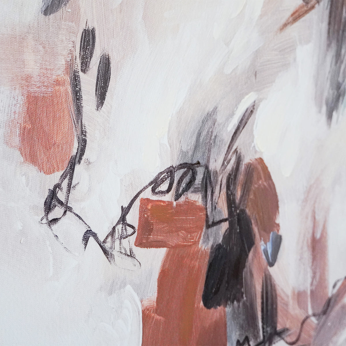 Abstract textured wall art affordable oil painting close up brown square