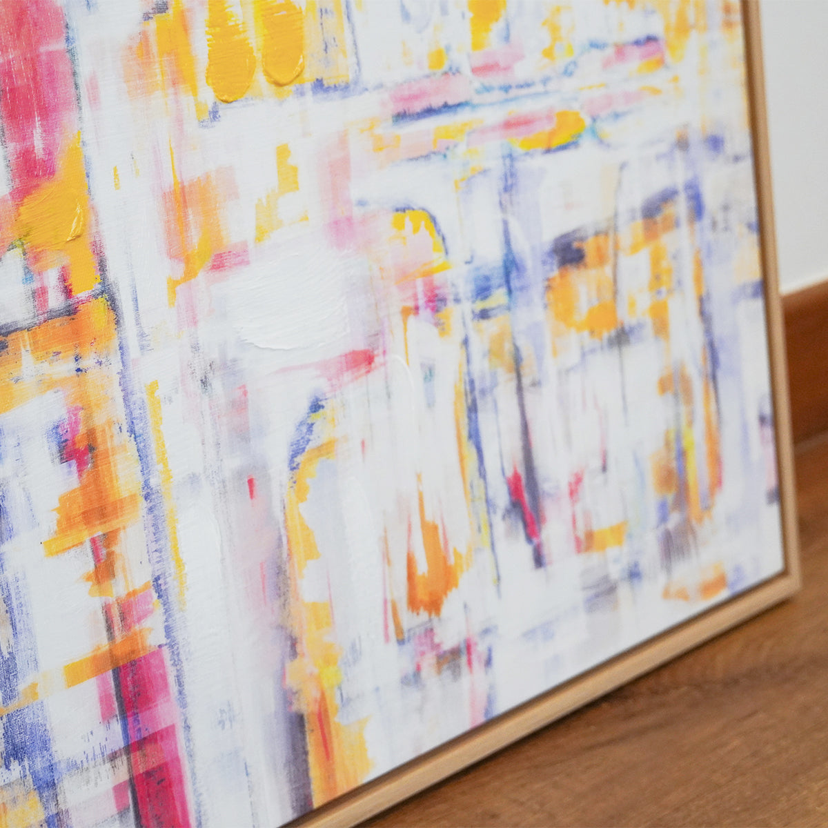 Abstract textured wall art affordable oil painting close up colourful square