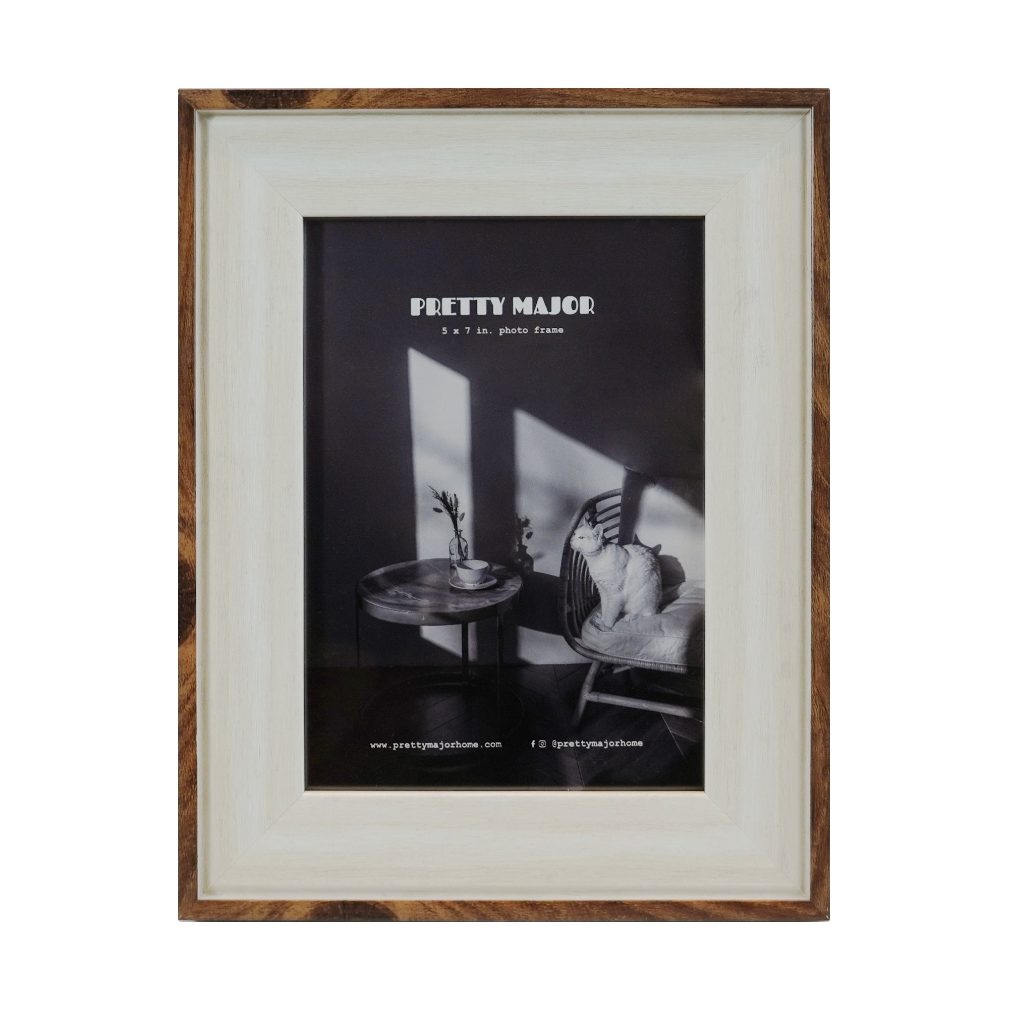 Teak wood and stone white picture frame 5r photo size